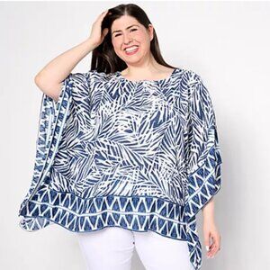 Belle Beach by Kim Gravel Seascape Boatneck Border Poncho